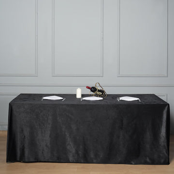 Elevate Your Event with the Black Seamless Premium Velvet Rectangle Tablecloth