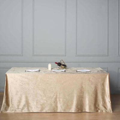 Elegant beige tablecloth draping a table in a stylish indoor setting.