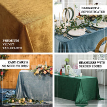 Premium 90 Inch x 156 Inch Gold Seamless Linen Reusable Velvet Rectangle Tablecloth 
