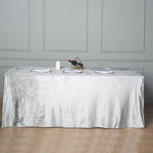 Premium Reusable Velvet Rectangle Tablecloth Silver Seamless Linen 90 Inch x 156 Inch 