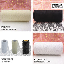 5" x 10 Yards Ivory Lace Pattern Tulle Rolls Wholesale
