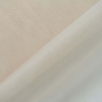 Translucent fabric in soft beige and white tones, ideal for draping or layering.