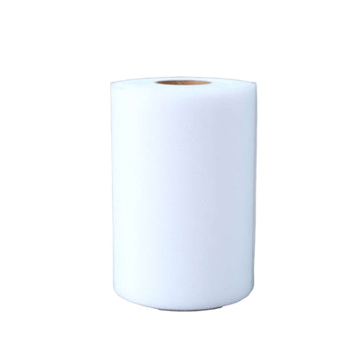 White roll of paper towels on a plain background