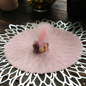 Blush Sheer Nylon Tulle Circles - Add Elegance to Your Event Decor
