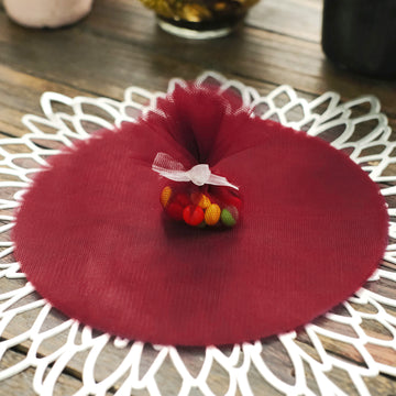 Burgundy Sheer Nylon Tulle Circles - Add Elegance to Your Event Decor