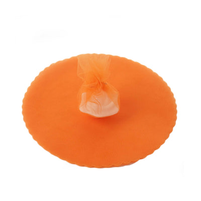 Orange round food cover with a mesh top for protection against insects