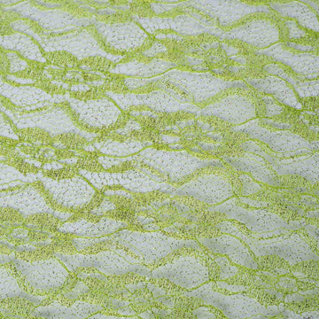 Tea Green Floral Lace Shimmer Tulle Fabric Bolt 54"x15 Yards
