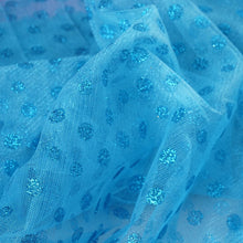 Glittered Polka Dot Tulle Fabric - Turquoise - 54" x 15 Yards#whtbkgd