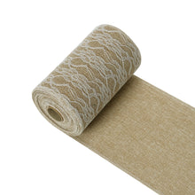 6 Inch x 10 Yard Natural Jute Burlap Ribbon With Lace Overlay