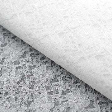 White Floral Lace Fabric Bolt for Elegant Event Decor