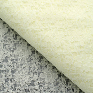 Elegant Ivory Floral Lace Fabric for Event Decor