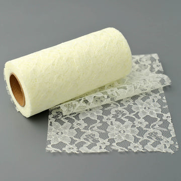 Elegant Ivory Floral Lace Fabric for Stunning Event Decor