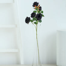 33 Inch Black Rose Flower Silk Tall Artificial Bush Stems 2 Bouquets