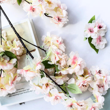 4 Bushes Blush Artificial Silk Cherry Blossom Flowers 40" Tall