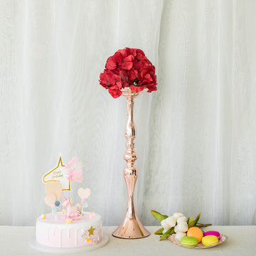 2 Pack Blush/Rose Gold Metal Flower Vase, Candle Holder Set - Reversible 19" Tall