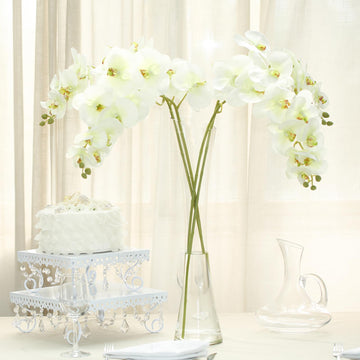 2 Stems | 40" Tall Cream Artificial Silk Orchid Flower Bouquets
