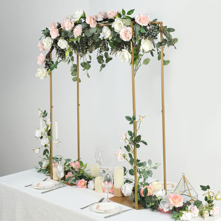 48 Inch Gold Tall Adjustable Over The Table Metal Flower Arch Frame Stand