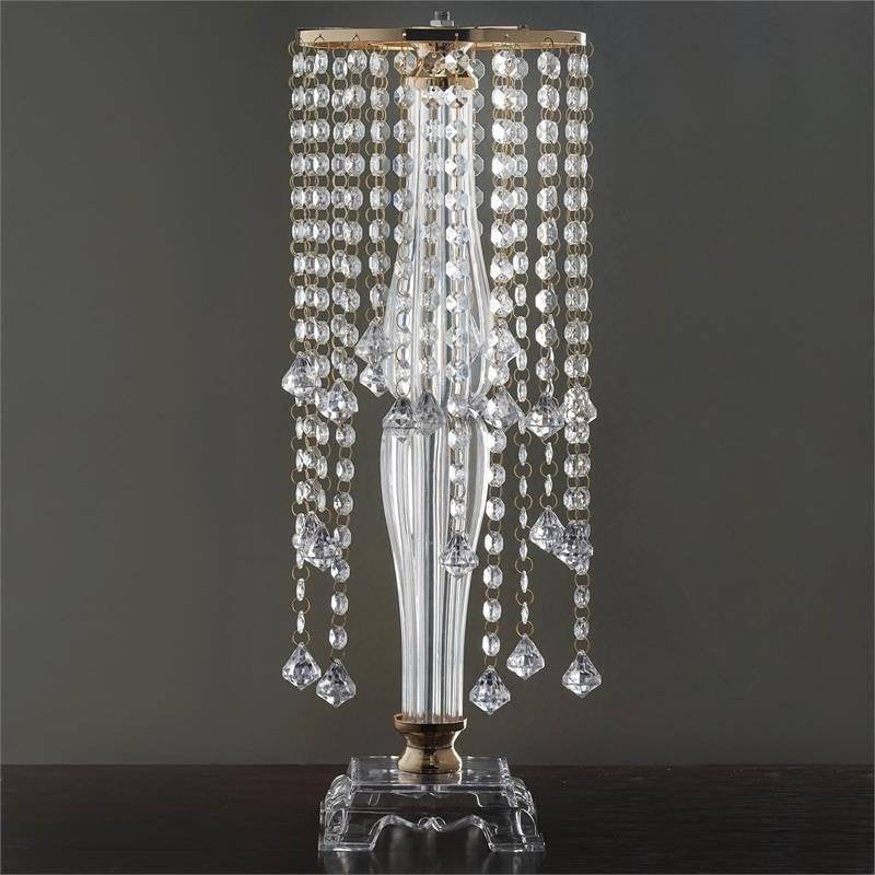 22" Tall Gold Crystal Pendants Flower Stand
