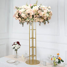 46inch Tall Gold Metal Large Open Frame Floral Riser Wedding Centerpiece, Grand Halo Top