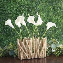 7 Inch Driftwood Tall Wooden Hydroponic Flower Vase with 5 Inch Cylinder Glass Tubes 