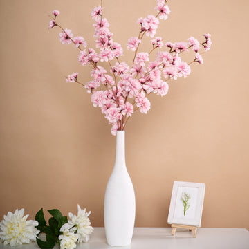 2 Branches Pink Artificial Silk Carnation Flower Stems 42" Tall