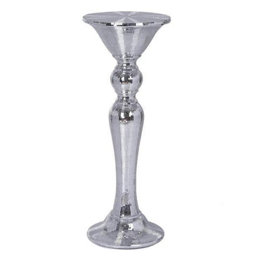 Silver Polystone Mirror Mosaic Pedestal Table Floor Vase 3ft Tall