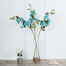 2 Stems 38 Inch Tall Turquoise Artificial Silk Rose Flower Bouquet Bushes