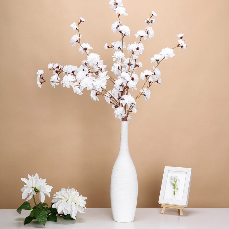 42 Inch Tall White Artificial Silk Carnation Stems