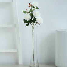 33 Inch White Rose Flower Silk Tall Artificial Bush Stems 2 Bouquets