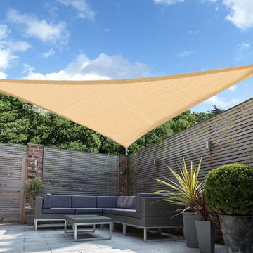Create a Relaxing Oasis with the Tan Triangular UV Blocking Sun Shade Sail