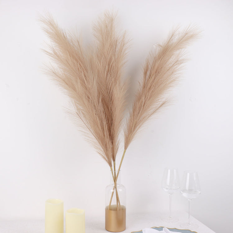 3 Stems Taupe Artificial Pampas Grass Plant Spray Branches for Vase Arrangement 44 Inch