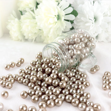 Glossy Taupe Faux Craft Pearl Beads for Elegant Event Decor