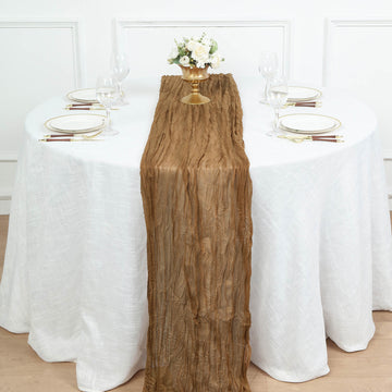 Taupe Gauze Cheesecloth Boho Table Runner 10ft