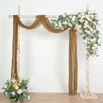 Taupe Gauze Cheesecloth Fabric Wedding Arch Decorations, Window Scarf Valance Drapes, Boho Arbor Curtain Panel 20ft