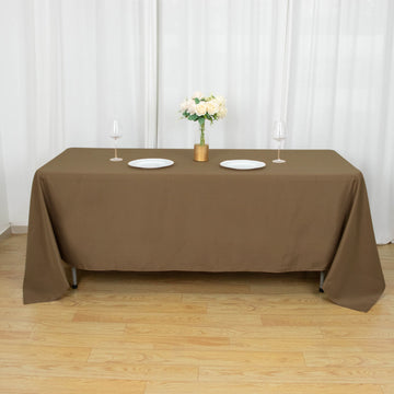 Elegant Taupe Seamless Polyester Rectangle Tablecloth