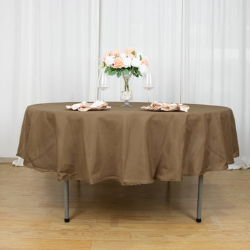 Elevate Your Event with the Taupe Seamless Polyester Round Tablecloth 90"