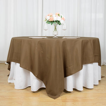 Elevate Your Event with the Taupe Seamless Square Polyester Table Overlay