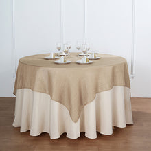 Taupe Slubby Textured Square Wrinkle Resistant Polyester Table Overlay 72 Inch x 72 Inch 