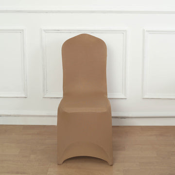 Taupe Spandex Stretch Fitted Banquet Chair Cover 160 GSM