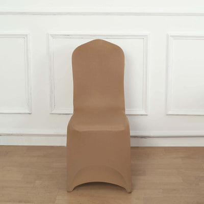 Modern beige chair with a sleek design against a plain backdrop