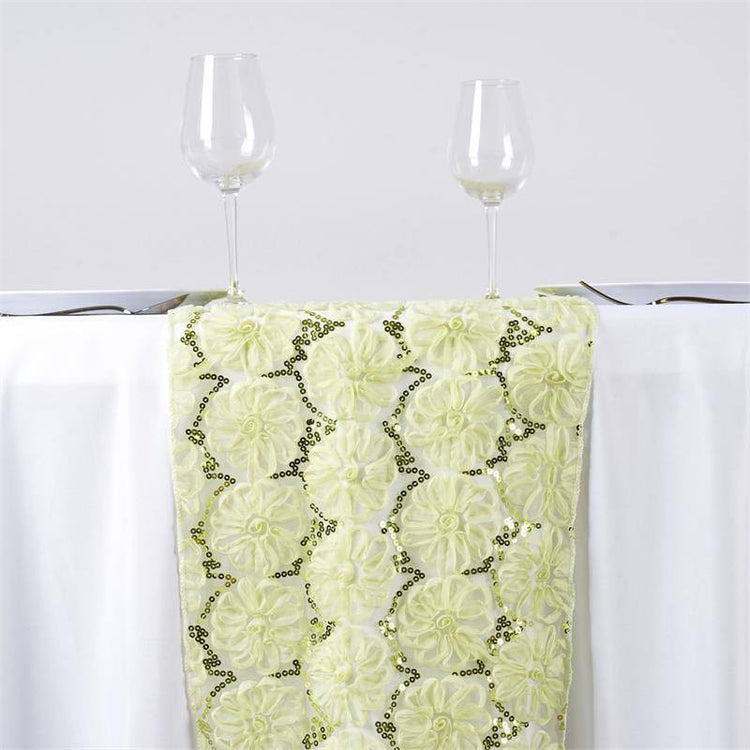 COUTURE Tulle Sequin Table Runner - Tea Green