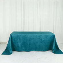 Teal Accordion Crinkle Taffeta 90 Inch x 132 Inch Rectangle Tablecloth 