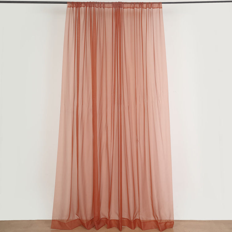 2 Pack Terracotta (Rust) Inherently Flame Resistant Chiffon Curtain Panels