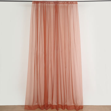 Terracotta (Rust) Inherently Flame Resistant Chiffon Curtain Panels