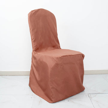 Terracotta Polyester Banquet Chair Cover, Reusable Stain Resistant Chair Cover