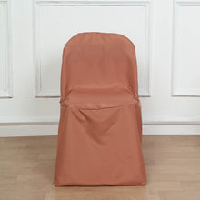 Terracotta Polyester Folding Round Chair Cover, Reusable Stain Resistant Chair Cover