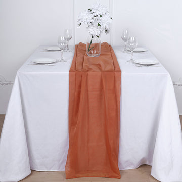 6ft Terracotta Premium Chiffon Table Runner