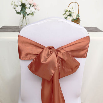 Elevate Your Event Decor with Terracotta (Rust) Satin Chair Sashes