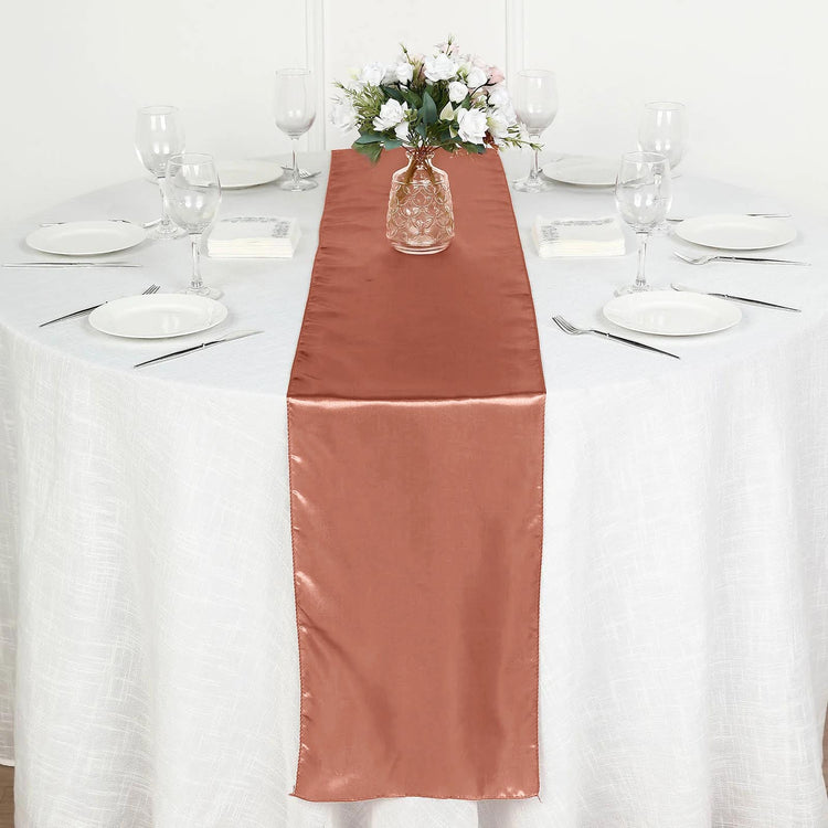 Terracotta Table Runner 12 Inch By 108 Inch Seamless Satin