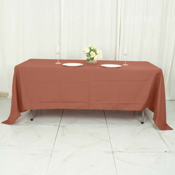Terracotta (Rust) Seamless Polyester Rectangle Tablecloth, Reusable Linen Tablecloth - 72"x120"